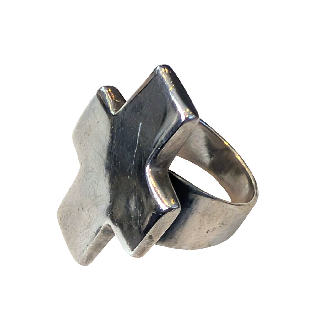 925 Thailand Sterling Silver Cross Ring Adjustable Size 7.5 11g - Picture 5 of 10
